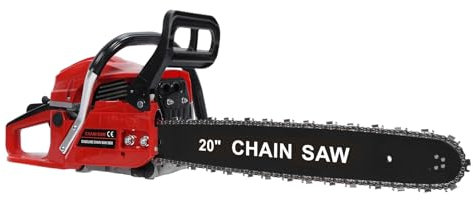 Gas Chainsaw 20 Inch 58cc, 2-Stroke Petrol Chain Saw with Automatic Oiler, Low Kickback, Handheld Chainsaws for Wood Cutting, Tree Trimming, Logging Red