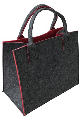 Filztasche Einkaufstasche Tasche Shopper ca. 35 x 20 x 28 cm Einkaufskorb Anthrazit-Rot