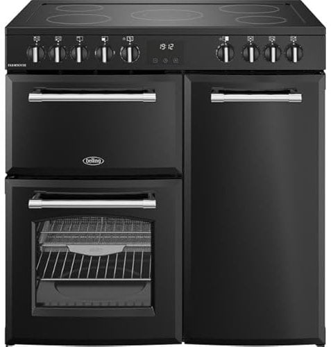 Belling Farmhouse 90E 90cm Electric Range Cooker with Ceramic Hob - Black - A/A Rated