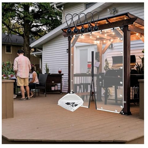 BUJNIE Finestra Isolamento Impermeabile Tende da Esterno in Vinile con Occhielli 0.35mm per Gazebo, Pergola, Balcone, Personalizzabile (1x2m)