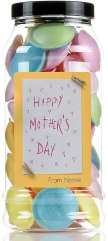 Mothers Day Flying Saucers Sweet Gift Jar by Just Treats - Personalised - A Child’s Love - J13