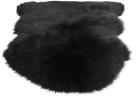 YHURALTEX Wolle Big Deluxe ganze australische Schaffell Plüsch Sitzkissen Pad Abdeckung Teppich im Auto Sofa Matte Schlafzimmer Wohnzimmer(Black Wool Cushion)