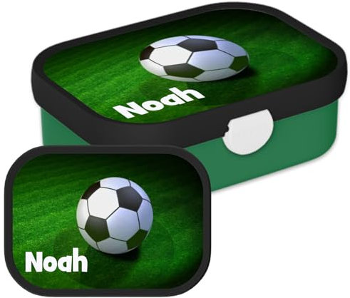 Mepal Personalisierte Brotdose mit Namen - Bento Lunchbox für Kinder - Fußball - Geeignet für bis zu 4 Butterbrote - BPA-frei & Spülmaschinenfest - 750 ml - Real Football