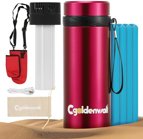 CGOLDENWALL Glacière de Insuline pour Voyage 40H avec Affichage Numérique, 2-8°C USB Réfrigération Enfichable & 4 Biogel, Portable Frigo Medicaments pour Stylos Diabétiques(Rouge)
