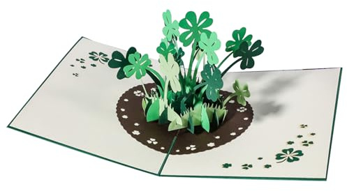 Pop-Up Karte Glücksklee Handgemachte 13x18cm Alles Gute Viel Glück Gute Besserung Geburtstag 3D-Karte für Prüfung, Job, Kollegen, Geburtstag, Neujahr (Glücksklee)
