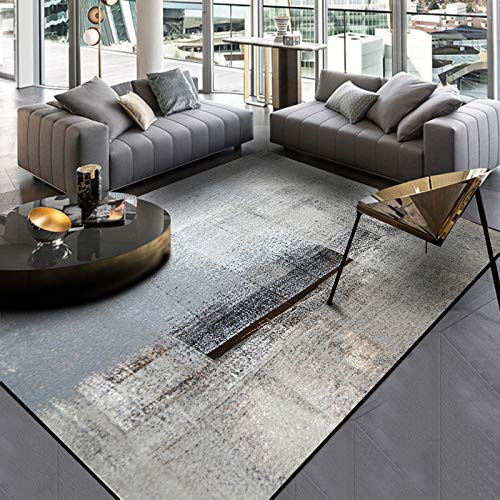 SRTJURFG rutschfest Teppich 130x180 cm Kurzflor Waschbar Modern Weich für Wohnzimmer Küche Flur Moderne abstrakte Tinte blau, grau