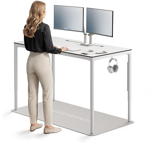 Desktronic Four-Leg Standing Desk 160x80 Cm – Height-Adjustable Desk With 4 Electric Motors, Touchscreen With 2 USB-C Ports, Cable Net, Dual Hooks, Magnetic Cable Channel & Anti-Collision System