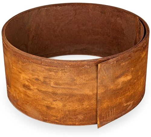 Bordure de Jardin en Acier Corten 10 m, 1 mm d'épaisseur - Bordure de Pelouse en Métal, Hauteur 15 cm - Montage Facile - Bordure de Gazon en Rouille, 1 Paire de Gants Incluse
