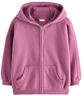 NEXT Mädchen Standard Kapuzenjacke mit durchgehendem Reißverschluss Berry Pink Numeric_116