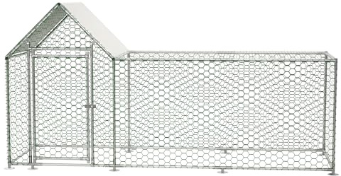 Großes Freilaufgehege 3x1x1.5m für Draußen – Einfach Aufgebauter Hühner- und Kaninchenstall aus Metall, mit wetterfester Plane & Schloss für Garten und Terrasse