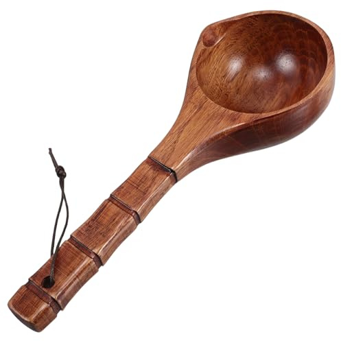 Toddmomy Louche à Eau en Bois à Long Manche pour Bain et Sauna, Grosse Taille Laqué, Multifonctionnelle pour Spa et Jardin, Écope Traditionnelle Solide et Ergonomique
