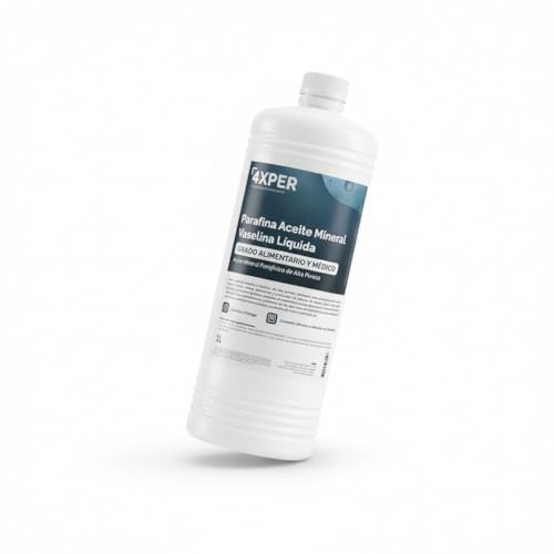 4XPER Aceite Mineral Alimentario 1L, Vaselina Líquida y Parafina Líquida | Alta pureza, incoloro e inodoro, para proteger madera, bambú y utensilios de cocina, y para formulación cosmética