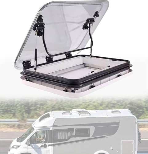 Gpxhbcb Oblò di Ventilazione per Tetto di Camper, 50/70/80 x 50 cm, Compatibile con oblò per finestre del Tetto di Camper e roulotte con Luce LED, oblò in Lega di Alluminio. 50 * 50cm