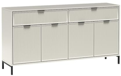 Masseno Kommode ZIGO 165,5 cm Sideboard mit 2 Schubladen und 4 Türen für Wohnzimmer Schlafzimmer Modern 165,5x40,6x86 cm Kaschmir