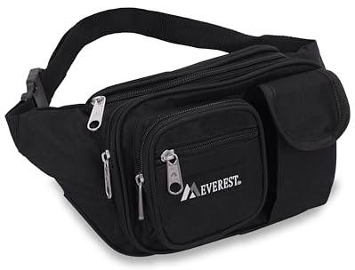 Everest Multiple Pocket Waist Pack, Black, One Size,044MDH-BK