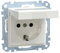 Schneider Electric Merten Schuko-Steckdose mit Klappdeckel und Schriftfeld, Berührungsschutz, Steckklemmen, System M, polarweiss glänzend, Artikelnummer MEG2312-0319