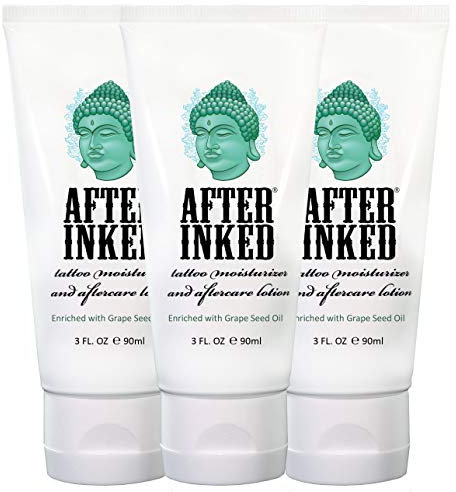 After Inked VEGAN Tattoo Aftercare Lotion Cream. Best for new Tattoos, Permanent Make Up, Micropigmentation and Laser Removal. Size: 90ml (pack of 3)