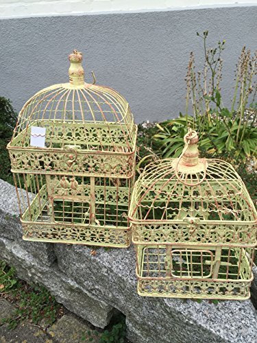dekowonderland Pflanzkäfig Käfig Dekokäfig Vogelkäfig Vogel 2er Set Paar Shabby Antik Stil