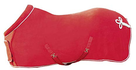 HKM 7224 Fleecedecke mit Kragen, Pferdedecke Stalldecke Weidedecke, Rot, 145 cm