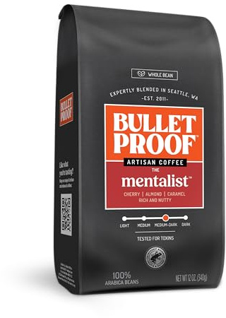 Bulletproof The Mentalist Medium-Dark Roast Whole Bean Coffee, 12 Ounces, Clean Coffee Tested for Toxins