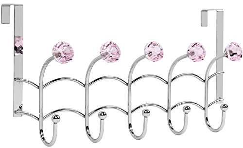 Galashield Over The Door Hook Pink Acrylic Hooks and Stainless Steel Organizer Door Hanger Towel Rack (10 Hooks)