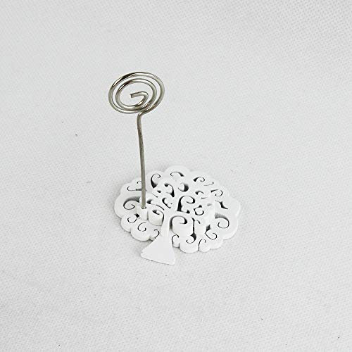 DLM26864 (Kit 12 Pezzi) Portafoto Memo Clip in Legno con Albero della Vita Bianco in Rilievo bomboniera
