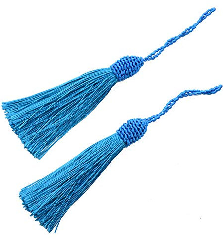Makhry 20pcs 6 Zoll Silky Floss Lesezeichen Quasten mit 2 Zoll Kabel Schleife und Kleinen Chinesischen Knoten für Schmuckherstellung, Souvenir, Lesezeichen, DIY Handwerk Zubehör (Blauer See)