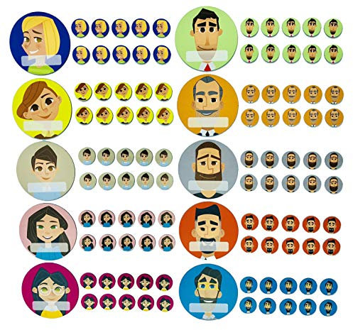 SMILEYBOARD Team Avatar Icon Magnete - Set aus 10 verschiedenen Avatar-Magneten für Büro - inkl. wasserlöslichem Stift