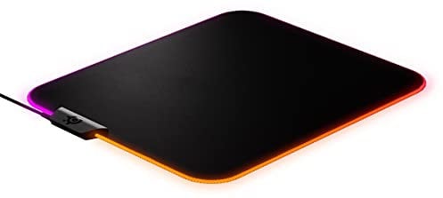 SteelSeries QcK Prism - Alfombrilla de ratón para juegos - Iluminación RGB de 2 zonas - Iluminación de eventos en tiempo real - Optimizada para sensores de juego - Tamaño M (320mm x 270mm x 2mm)