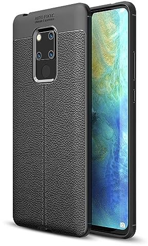 Cruzerlite für Huawei Mate 20X hülle, Flexible Slim Case with Leather Texture Grip Pattern and Shock Absorption TPU Cover für Huawei Mate 20X Case (Black)