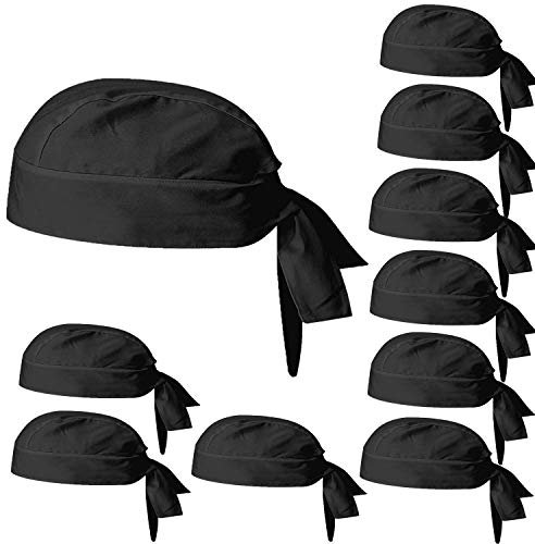 MISEMIYA Pack 10 Pcs-Gorro Chef Bandana 926, Negro, Talla ÚNICA Unisex Adulto