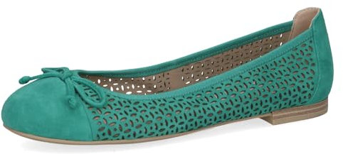 CAPRICE Women's 9-22185-42 Ballerina, Emerald Suede, 7.5 UK
