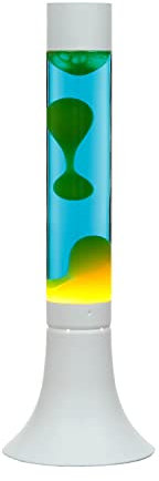 Licht-Erlebnisse Lavalampe Aluminium Glas Weiß Blau Gelb Jugendzimmer H:37,5 cm G9 max 25 W inkl. Leuchtmittel stimmungsvolle Magma Tischlampe YVONNE