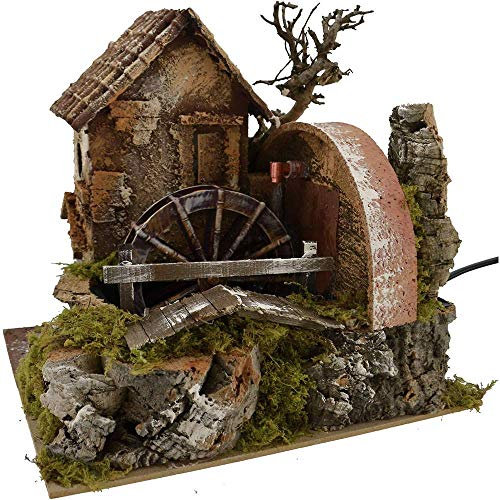 ROSSI ROSA Casolare con Fontana e Mulino Acqua cm.24