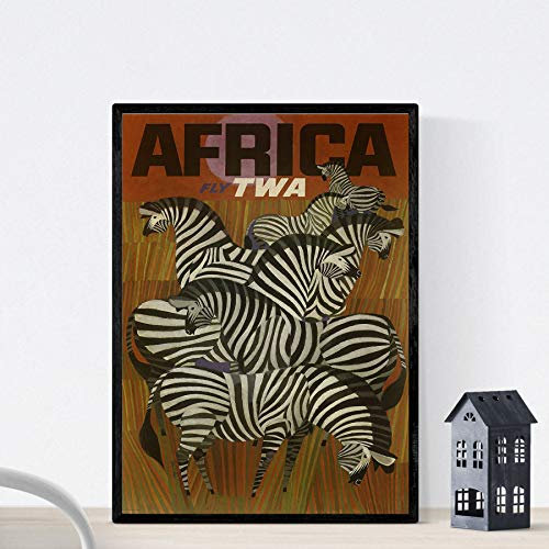 Nacnic Vintage Poster Vintage Plakatwerbung. Zebras in Afrika. A3 Größe