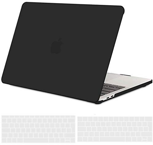 TECOOL Cover per MacBook Pro 13 Pollici 2016-2022 (M2 M1 A2338/A2289/A2251/A2159/A1989/A1706) con Touch Bar, Custodia Rigida Protettiva Sottile in Plastica e Copritastiera UE, Nero