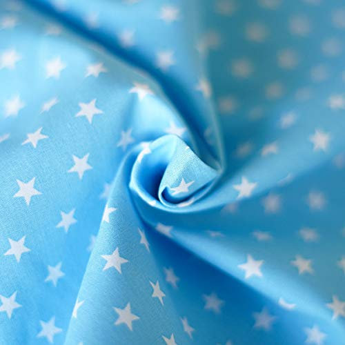 Goldschmidt (9,90 /M Stoff Sterne hellblau | Baumwollstoff mit Sternenmuster | Meterware zum Nähen | Bekleidung Deko | 100% Baumwolle | hellblau blau