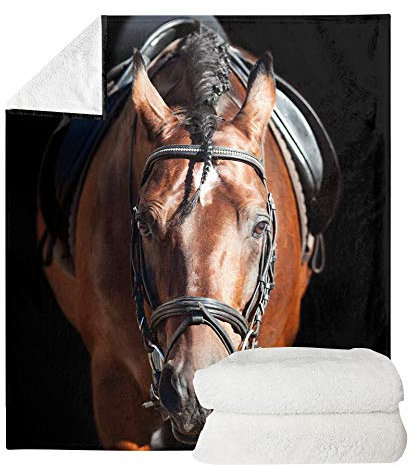 UOIMAG Flanell-Fleece-Decke mit Pferdemotiv, leicht, für Kinderzimmer, Schlafzimmer, Wohnzimmer (70 x 100 cm)