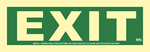 Becral® - Señal luminiscente EXIT PVC 1mm Clase A 105X300mm homologado CTE, RIPCI nueva ley ref.A12402