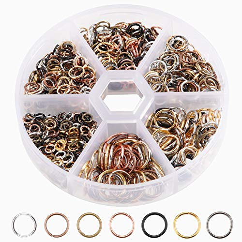 Rybtd 970 Stück Biegeringe Offene Spaltringe 4/5/6/7/8/10mm Sprung Ringe Gemischte Jump Rings für Schmuckherstellung DIY Halsketten kettenanhänger(6 Größen, 7 Farben)