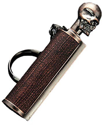 WINFCOY Dragon's Breath Unsterbliches Feuerzeug, Feuerstein-Feuerstarter im Freien Wasserdichtes Feuerzeug mit Schlüsselbund, EDC-Metall-Streichholz-Starter Kreative Geschenke (Schädel)