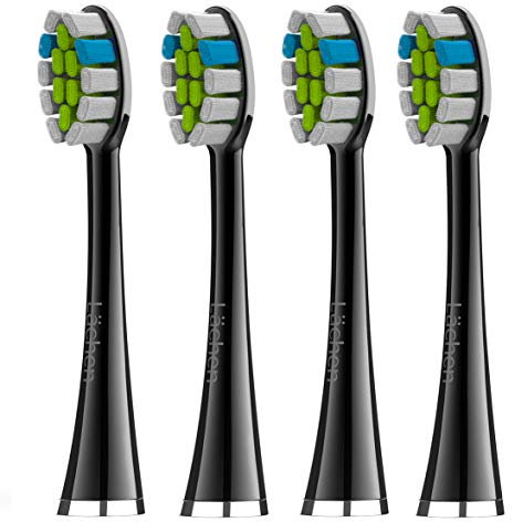 Lächen Standardbürstenkopf,Passend für alle elektrischen Zahnbürsten von Lächen, S131 Schwarz, 4 Stück