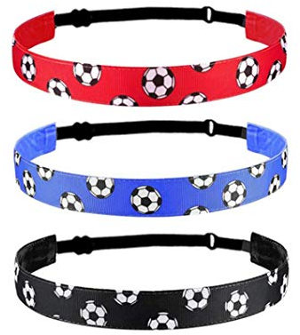 3 Stück verstellbare elastische rutschfeste Fußball-Stirnband Sport Fußball-Haarband Athletischer Sport Stretch-Stirnbänder Haarschmuck für Frauen Männer Mädchen und Jungen