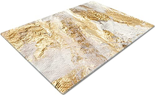 Chopping Board | Glass Chopping Boards for Kitchens | Glass Worktop Savers for Kitchen | Cutting Boards for Kitchen | Chopping Board Non Slip | Small Chopping Board | Gold White Design