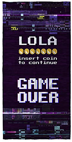 LolaPix Strand Badetuch personalisiert Strandtuch mit Namen. Personalisiertes Strand Badetuch. Personalisierte Handtuch. Personalisierte Geschenke. Verschiedene Designs und Größen. Game Over