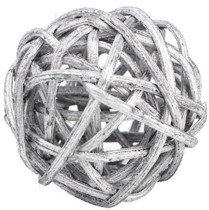 Tyenaza 20Pcs rattankugeln deko Natur Wicker Rattan Kugeln Tischschmuck Hochzeit für Wellensittiche Conures Ball Orbs Crafts DIY Zubehör(Weiß)