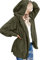 Beyove Damen Teddy Jacke Plüschjacke Oversize Teddy Mantel Fleecejacke Frau Herbstjacke Hoodie Warm Strickjacke Cardigan Kapuzenjacke mit Taschen Wintermantel Armeegrün M