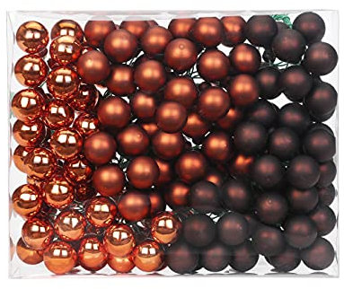 Weihnachtskugeln am Draht Glas 2cm x 144 Stück Spiegelbeeren Mini Mix braun orange - Shiny Chestnut