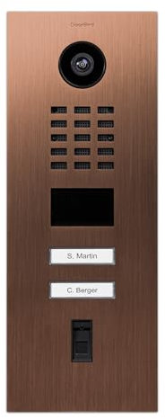 DoorBird D2102FV Fingerprint 50 IP Video Türstation für 2 Einheiten | Video-Türsprechanlage mit 2 Ruftasten, Fingerabdruckleser, RFID, HD-Video, Bewegungssensor, in Bronze-Optik gebürstet