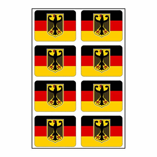 8 Stück Aufkleber Deutschland Bundesadler Flaggen Set | Sticker Germany Autoaufkleber